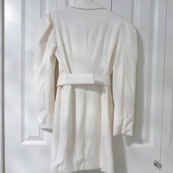 GUESS off white cream blazer overcoat with padded puffy shoulders - Picture 14 of 16